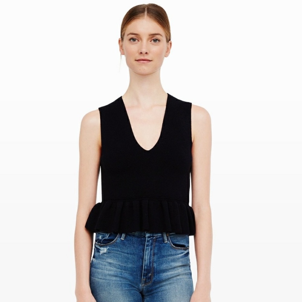 Saffa Peplum Merino Wool Knit in Navy